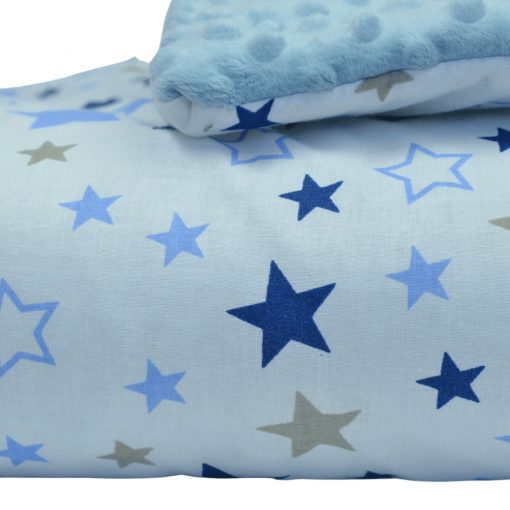 Kołderka i poduszka niebieskie gwiazdki