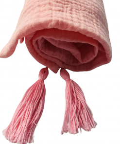 różowy muślinowy otulacz z chwostami