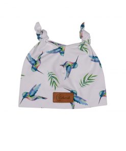 Czapeczka dla noworodka w kolibry, z uszkami | Moonio.pl