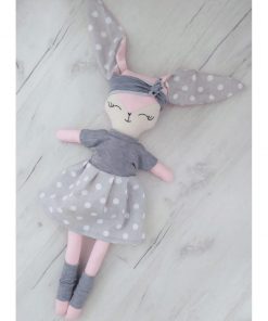 Szaro- różowy króliczek w sukience