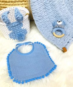 Śliniaczek błękitny z pomponikami