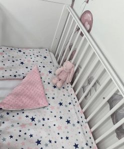 Kołderka i poduszeczka różowe gwiazdki