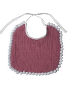 Śliniaczek brudny róż z pomponikami | Moonio.pl