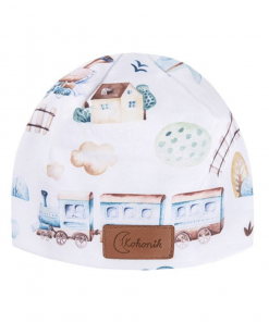 Czapeczka z pociągami - akcesoria dla niemowląt | Moonio.pl