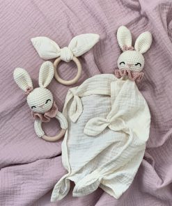 Przytulanka kremowy króliczek muślinowy