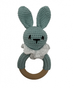 Miętowy króliczek - grzechotka dla noworodka | Moonio.pl