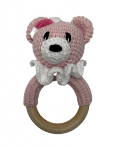Różowy Miś - grzechotka dla niemowlaka | Moonio.pl
