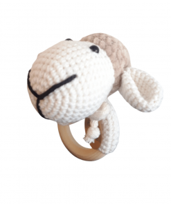 Biało-brązowa Owieczka - grzechotka | Moonio.pl