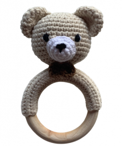 Grzechotka dla niemowlaka - Miś z muszką | Moonio.pl