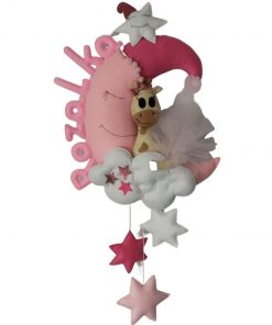 Różowy księżyc z żyrafką