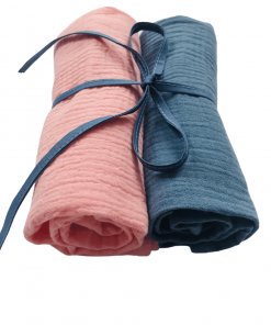 pieluszki muślinowe róż + niebieski