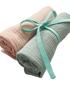 pieluszki muślinowe róż + szałwia