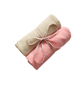 Muślinowe pieluszki (2 szt.) beż + róż