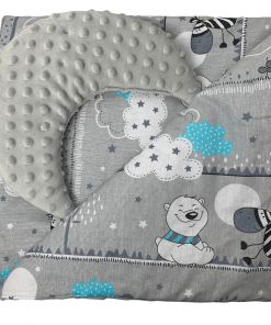 Pościel dla niemowlaka, zestaw: Kołderka i poduszka misie i żyrafy