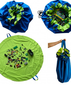 Mata na klocki, chabrowa/zielona