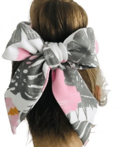 Scrunchie szara monstera