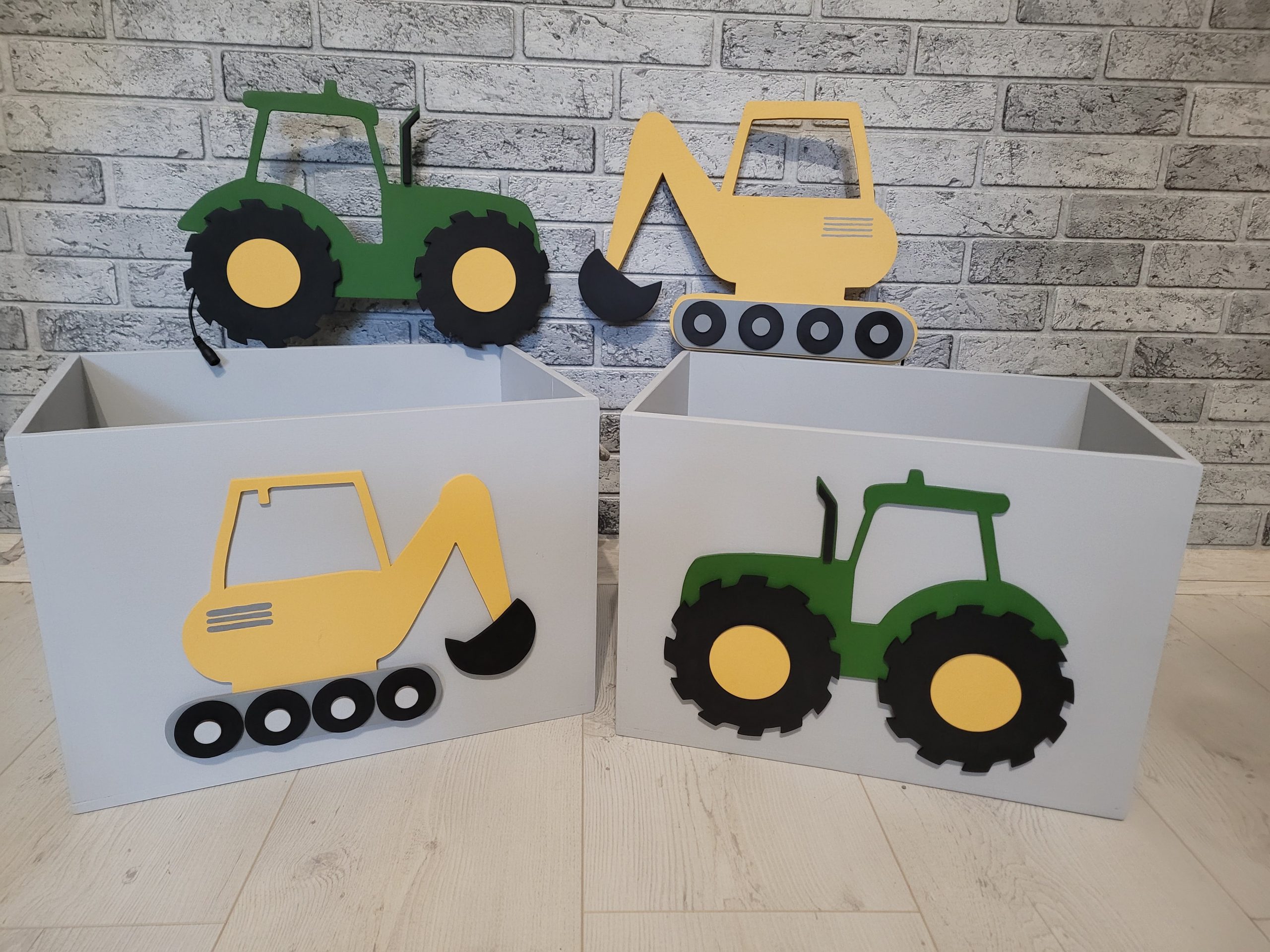 Lampki traktor i koparka